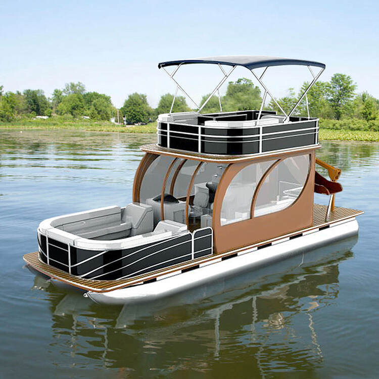 25~30FT Luxury Double Decker Aluminum Fishing Pontoon Boats