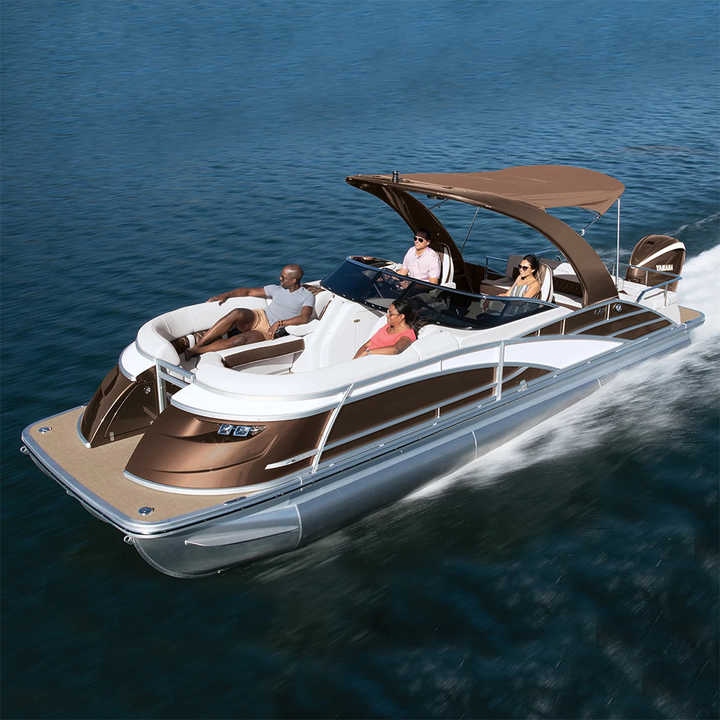 2025 Luxury Fiberglass Pontoon Boats Bimini Top Pontoon Boat